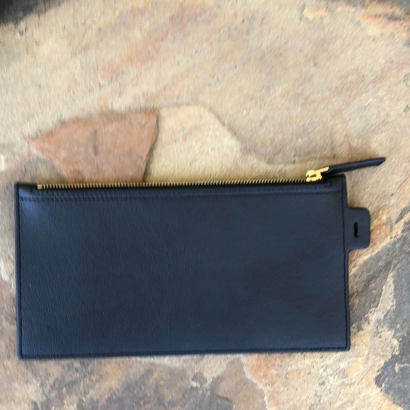 NEW Saint Laurent black leather zippered pouch - Picture 4 of 5